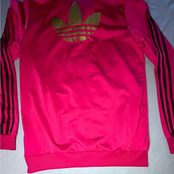 adidas Kids Pink Pea Coat with Black Stripes - Picture 6 of 8